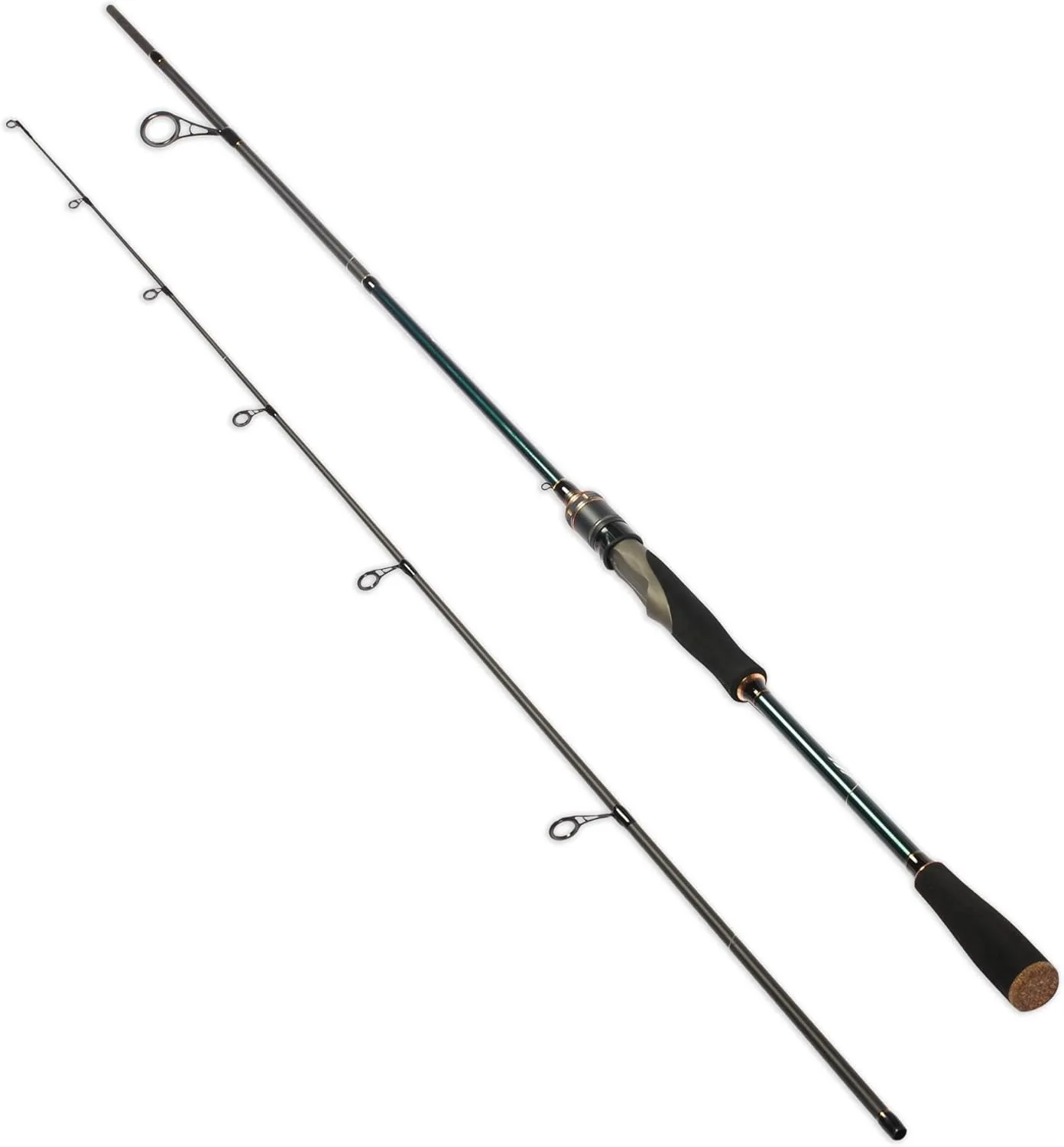 Eurasian Sports Medium Spin&Cast Fishing Rod Graphite Bass Fishing Rods Carbon 2 Piece Spinning Pole, Anti-tangling Guide Ring Portable Baitcasting Fishing Rods for Freshwater, Saltwater, Trout, Bass