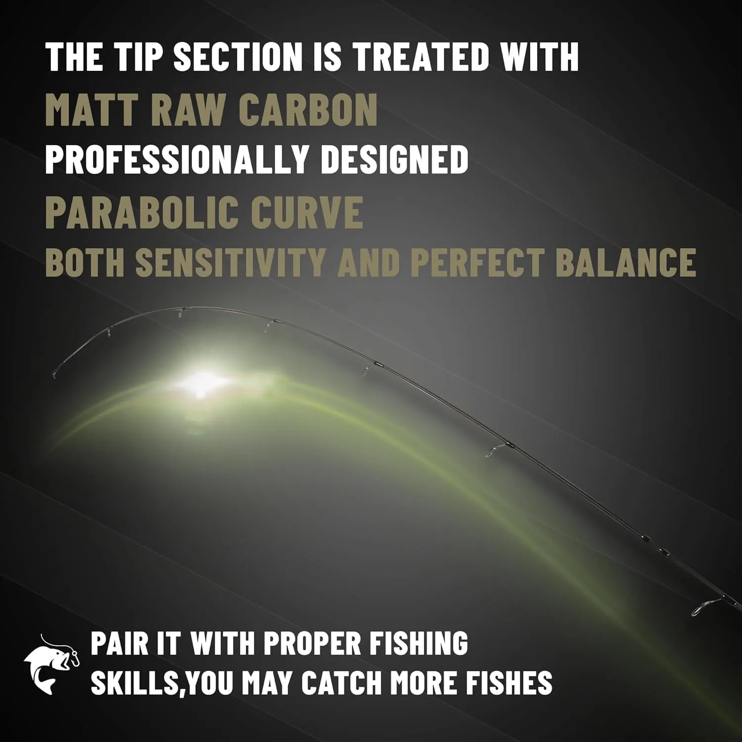 Eurasian Sports Medium Spin&Cast Fishing Rod Graphite Bass Fishing Rods Carbon 2 Piece Spinning Pole, Anti-tangling Guide Ring Portable Baitcasting Fishing Rods for Freshwater, Saltwater, Trout, Bass