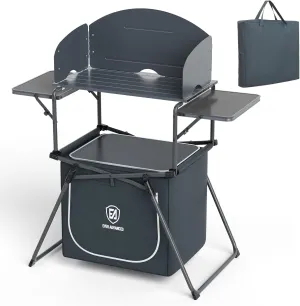 EVER ADVANCED Portable Folding Camping Table with Storage Bag, Grill Table with Windscreen for Outdoor Cooking, BBQ, Picnics, and Camping, Includes Carry Bag