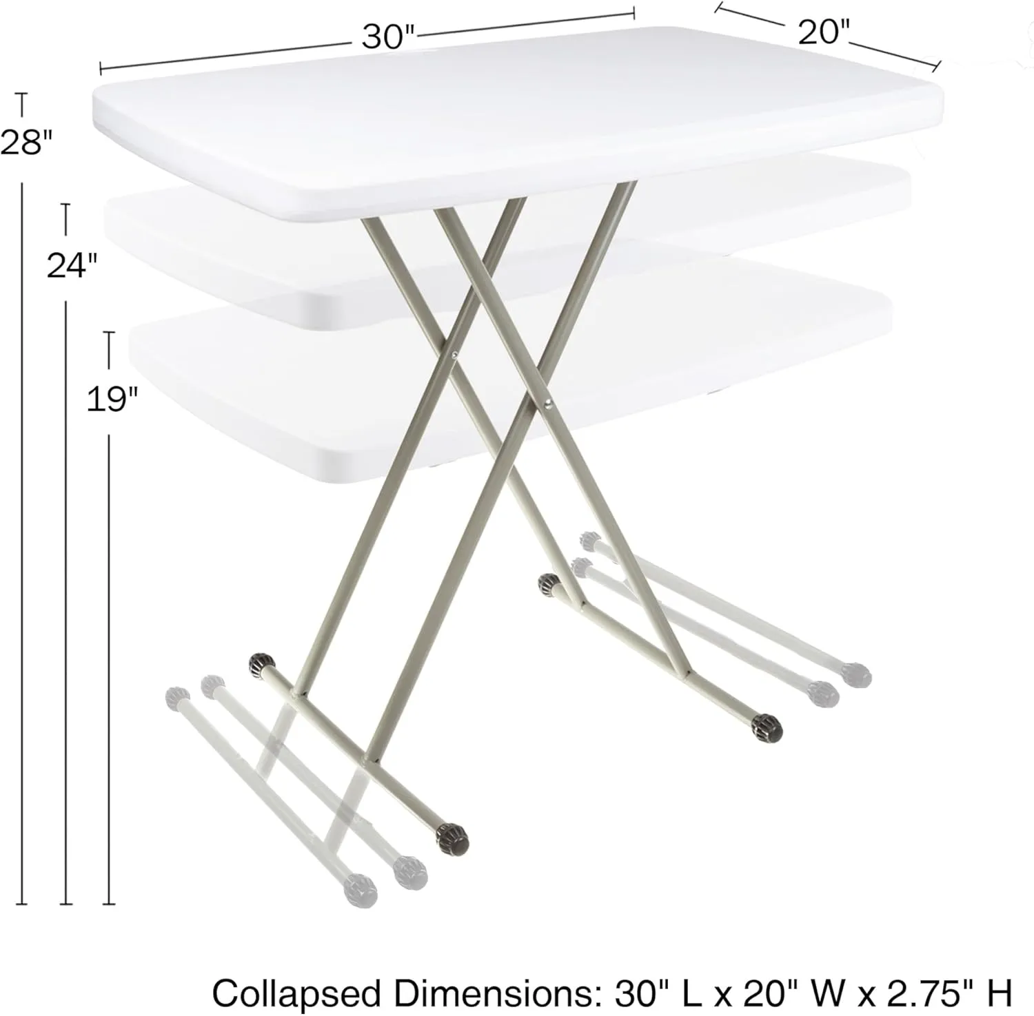 Everyday Home Folding Table - Lightweight Portable Folding Desk - Small Plastic Table for Camping, Playing Cards, and Crafting (White)