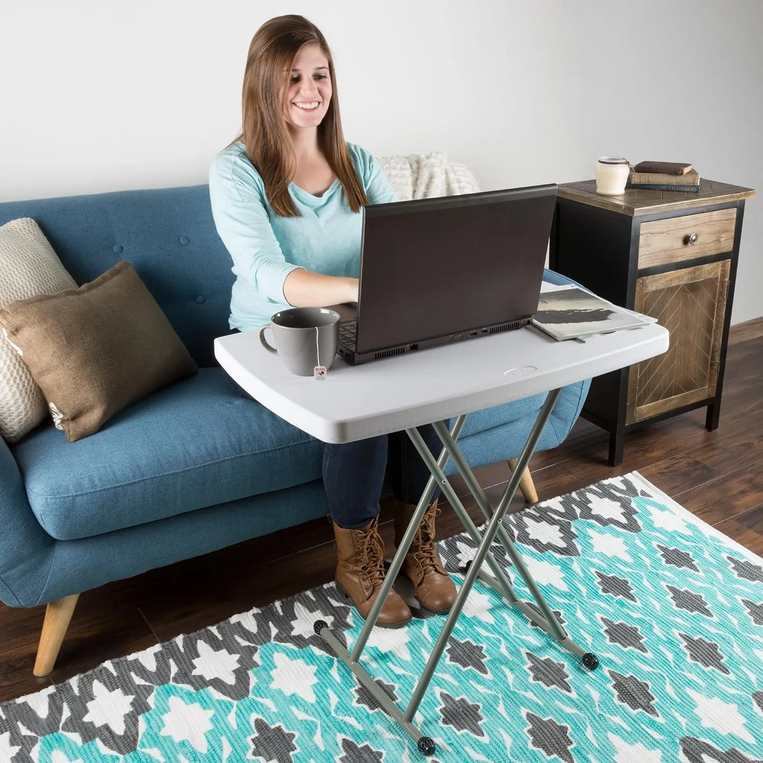 Everyday Home Folding Table - Lightweight Portable Folding Desk - Small Plastic Table for Camping, Playing Cards, and Crafting (White)