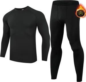 Ewedoos Long Johns for Men Comfortable Fit Mens Thermal Underwear Fleece Lined Top and Bottom Set with Pockets for Winter