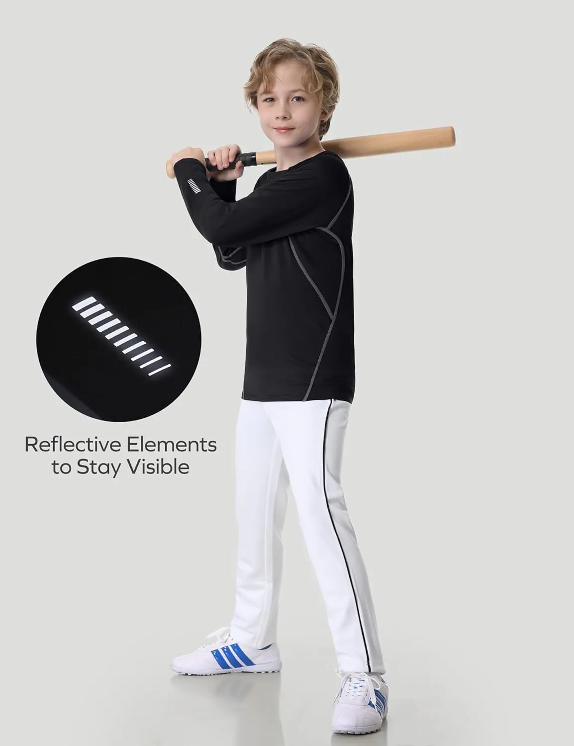 Ewedoos Youth Boys Compression Thermal Shirt Long Sleeve Fleece Undershirts Warm Base Layer for Boy Football Baseball Soccer