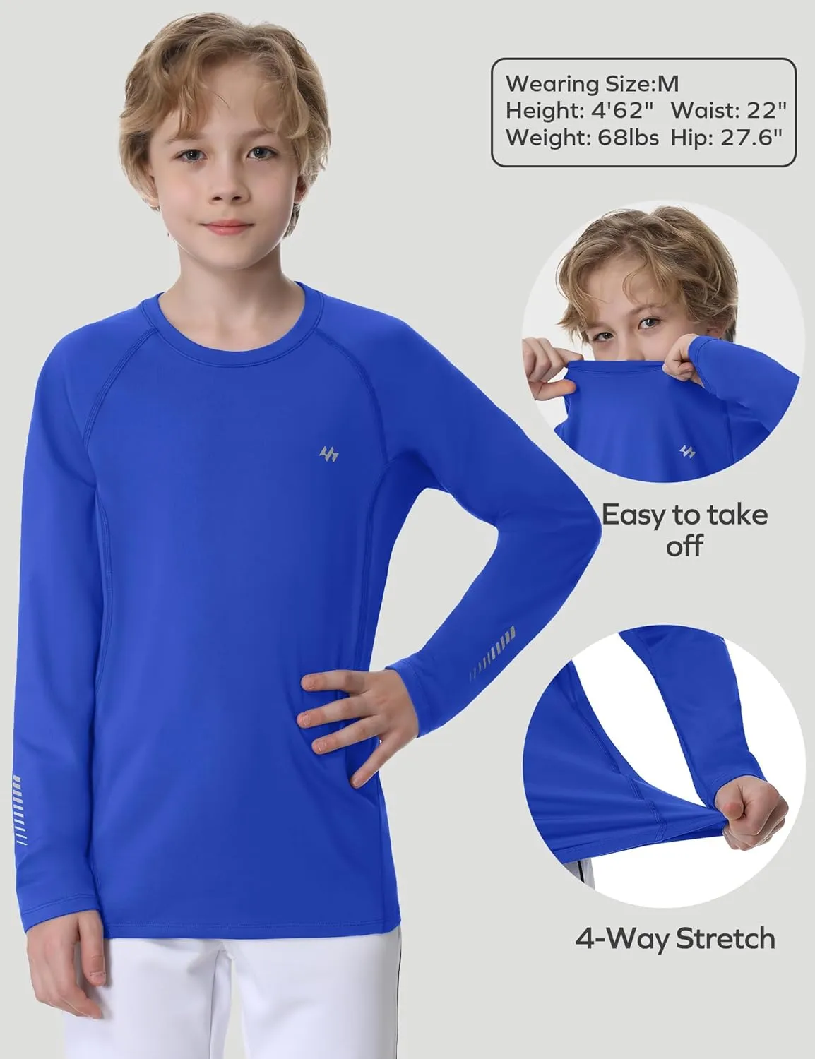 Ewedoos Youth Boys Compression Thermal Shirt Long Sleeve Fleece Undershirts Warm Base Layer for Boy Football Baseball Soccer