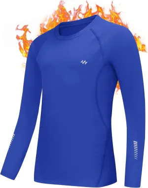 Ewedoos Youth Boys Compression Thermal Shirt Long Sleeve Fleece Undershirts Warm Base Layer for Boy Football Baseball Soccer
