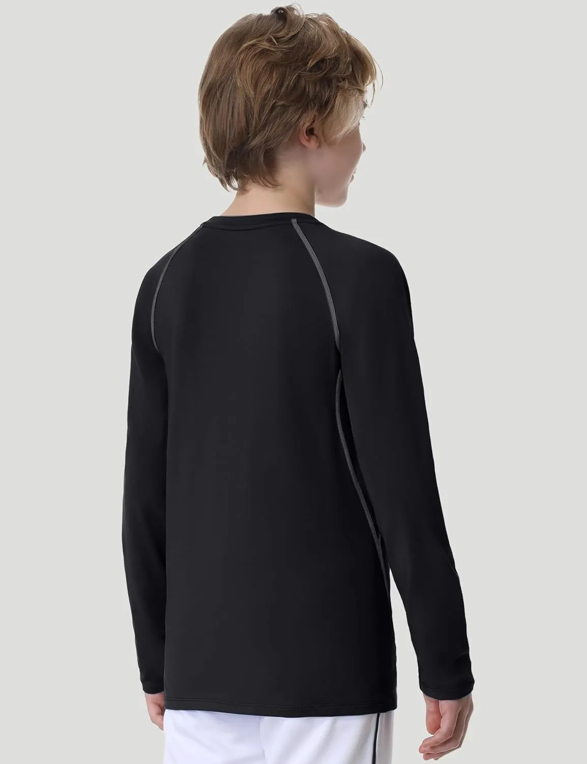 Ewedoos Youth Boys Compression Thermal Shirt Long Sleeve Fleece Undershirts Warm Base Layer for Boy Football Baseball Soccer