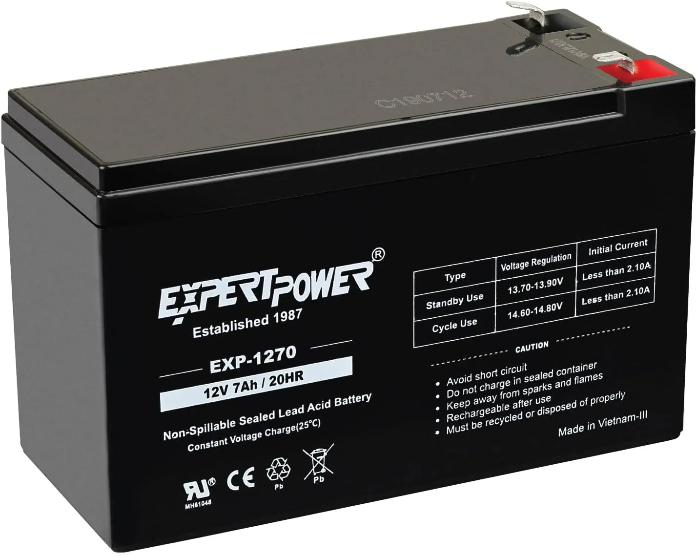 ExpertPower 12v 7ah Rechargeable Sealed Lead Acid Battery