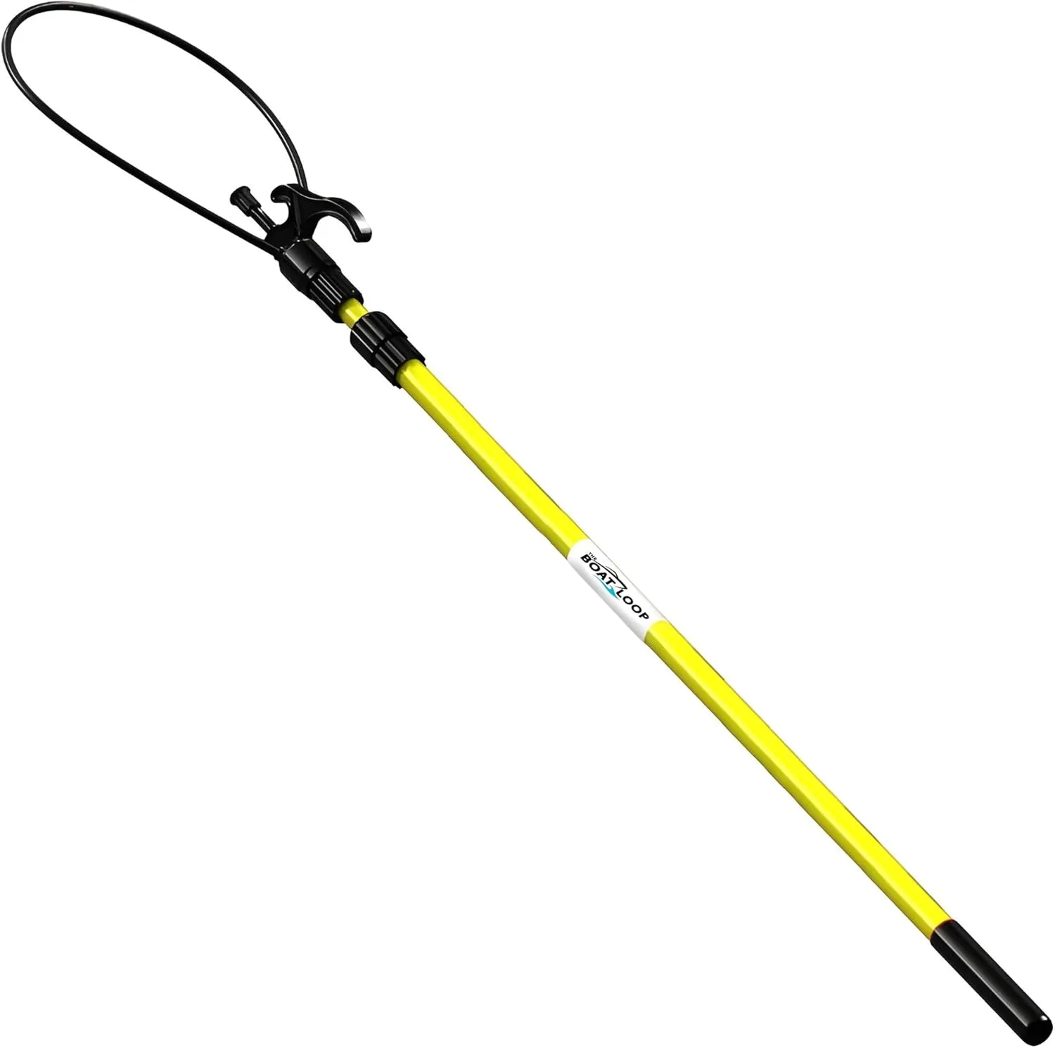 Extendable Fiberglass Boat Hook with Flexible Loop & Quick-Lock System - Adjustable 2-8ft Pole with Rubber Guard - Marine Rope Hook & Line Handling Tool