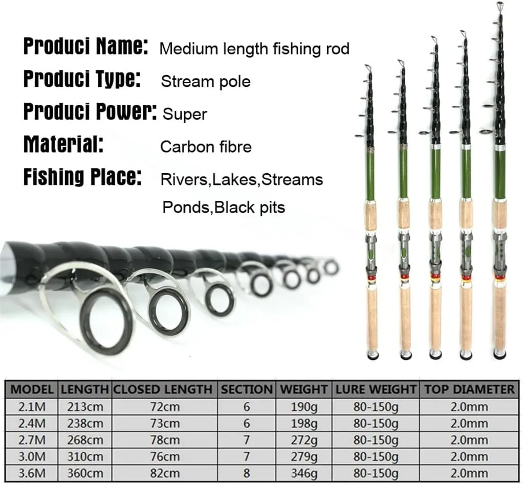 Far Projection Telescopic Road Subrod Long Wooden Stem Sea Rod Rock Fishing Rod Carbon Carp Bass Rod