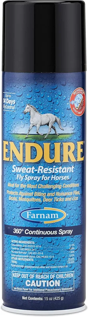Farnam Endure Sweat-Resistant Horse Fly Spray, 14-Day Long Lasting Protection, 15 Ounces