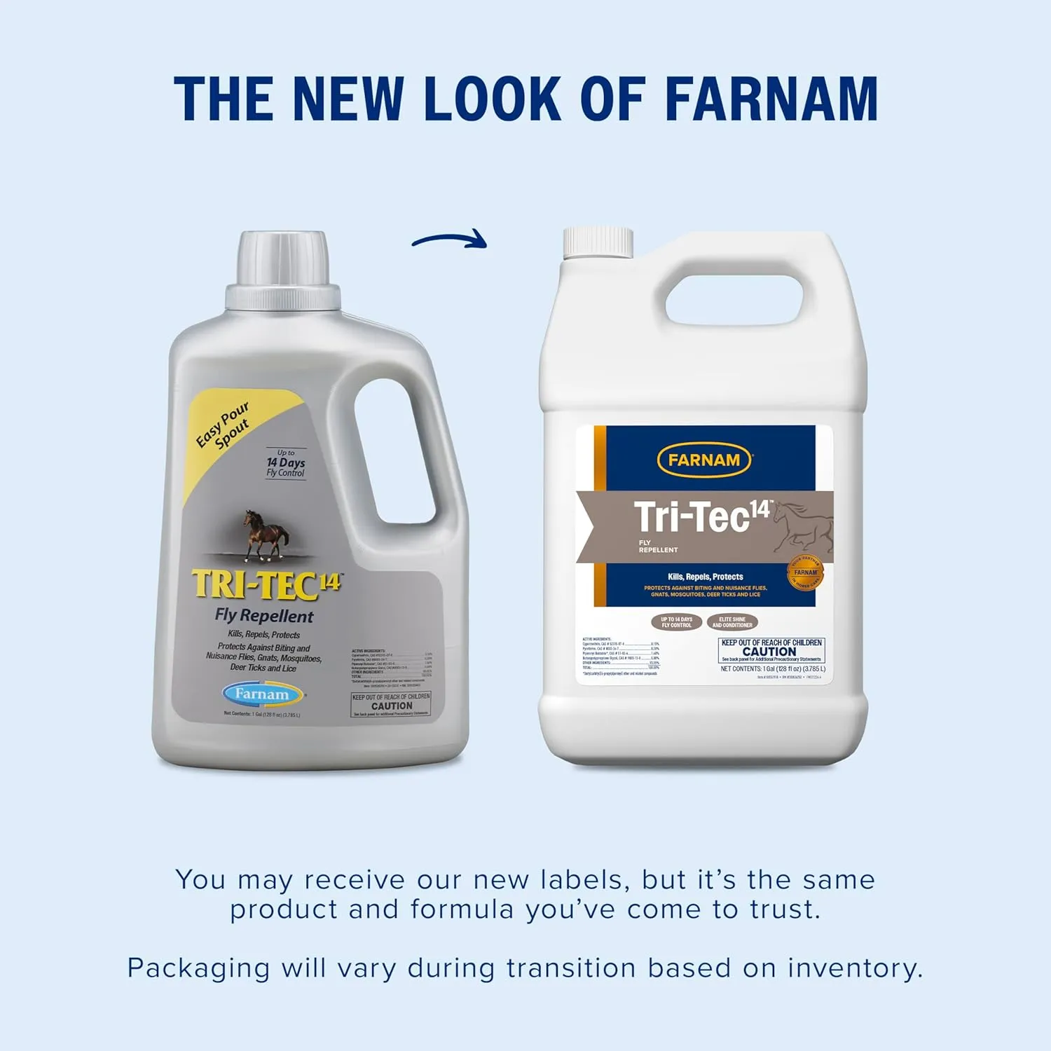 Farnam Tri-Tec 14 Fly Spray for Horses – Long-Lasting Insect Repellent Kills and Repels Flies, Gnats, Ticks & Mosquitoes, Conditions Coat – Up to 14 Days Protection – 128 oz
