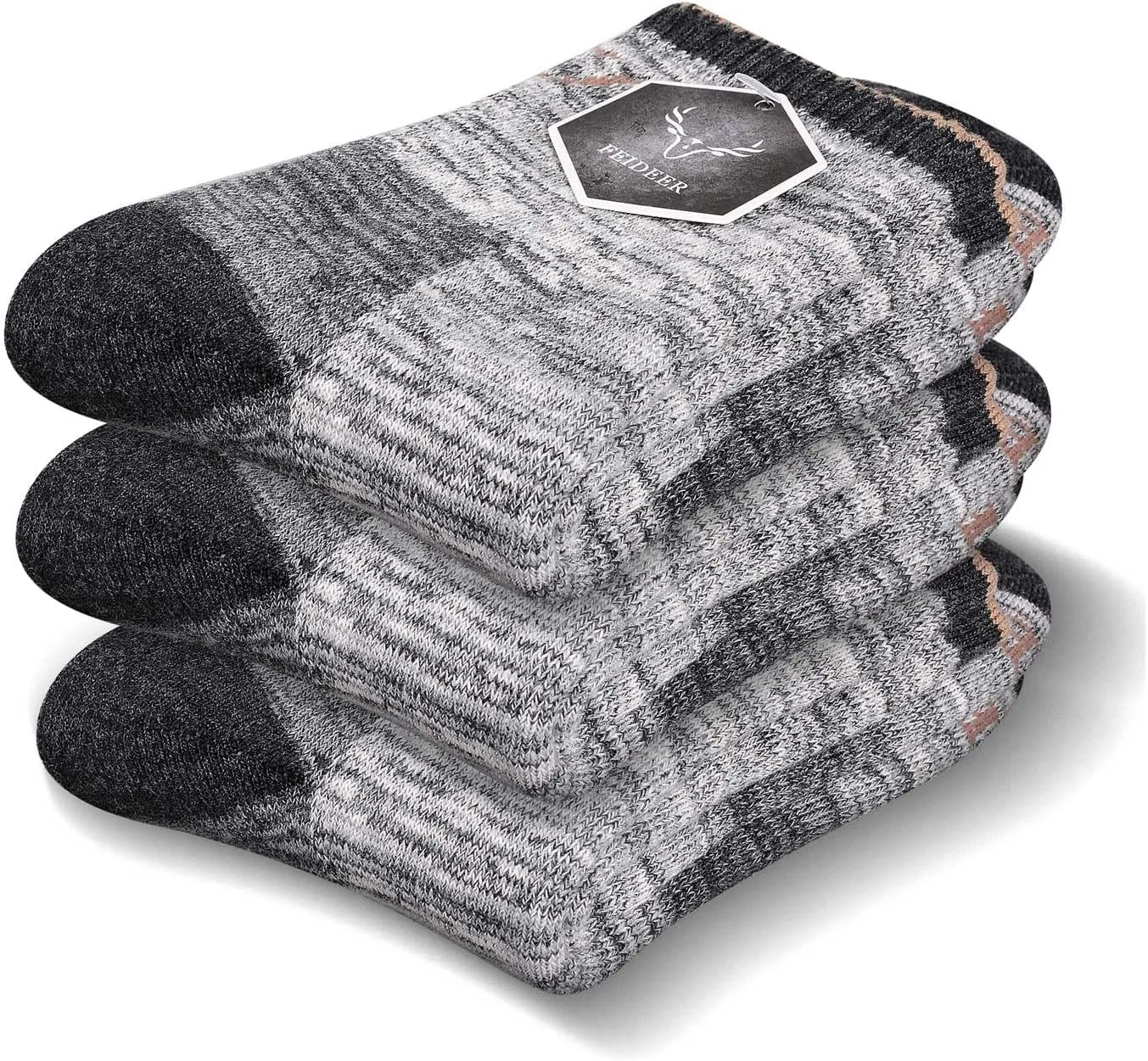 FEIDEER Men's Women's Hiking Walking Socks, Unisex Moisture Wicking Cotton Cushion Ankle Quarter Crew Socks with Arch Support