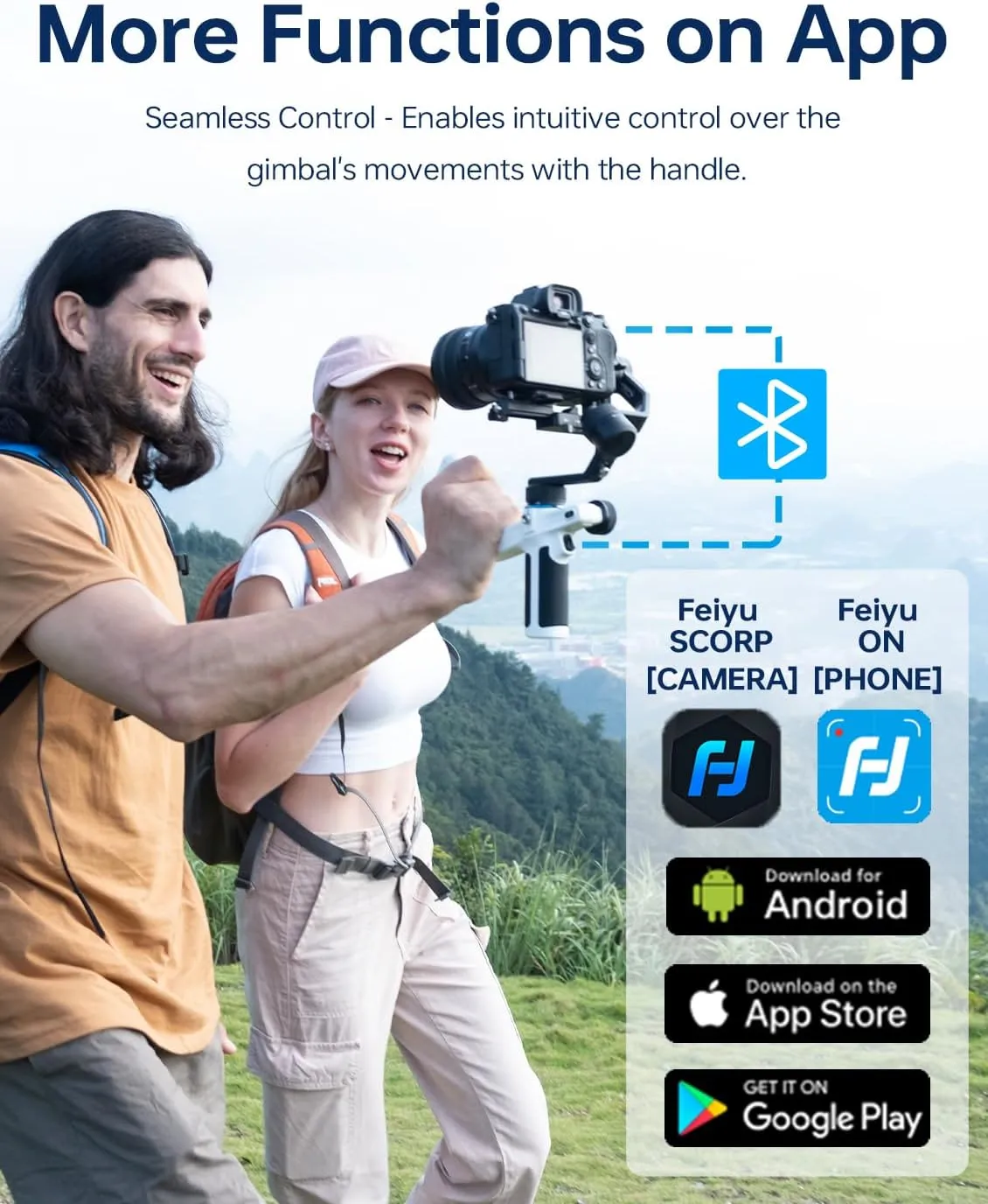FeiyuTech SCORP Mini-2 Combo:Portable Bag 11''Carbon Fiber Pole Fill Light,All in One 3-Axis Camera Stabilizer,Built-in AI Tracker Handheld Gimbal for Mirrorless Camera,GoPro,Smartphone (Black)