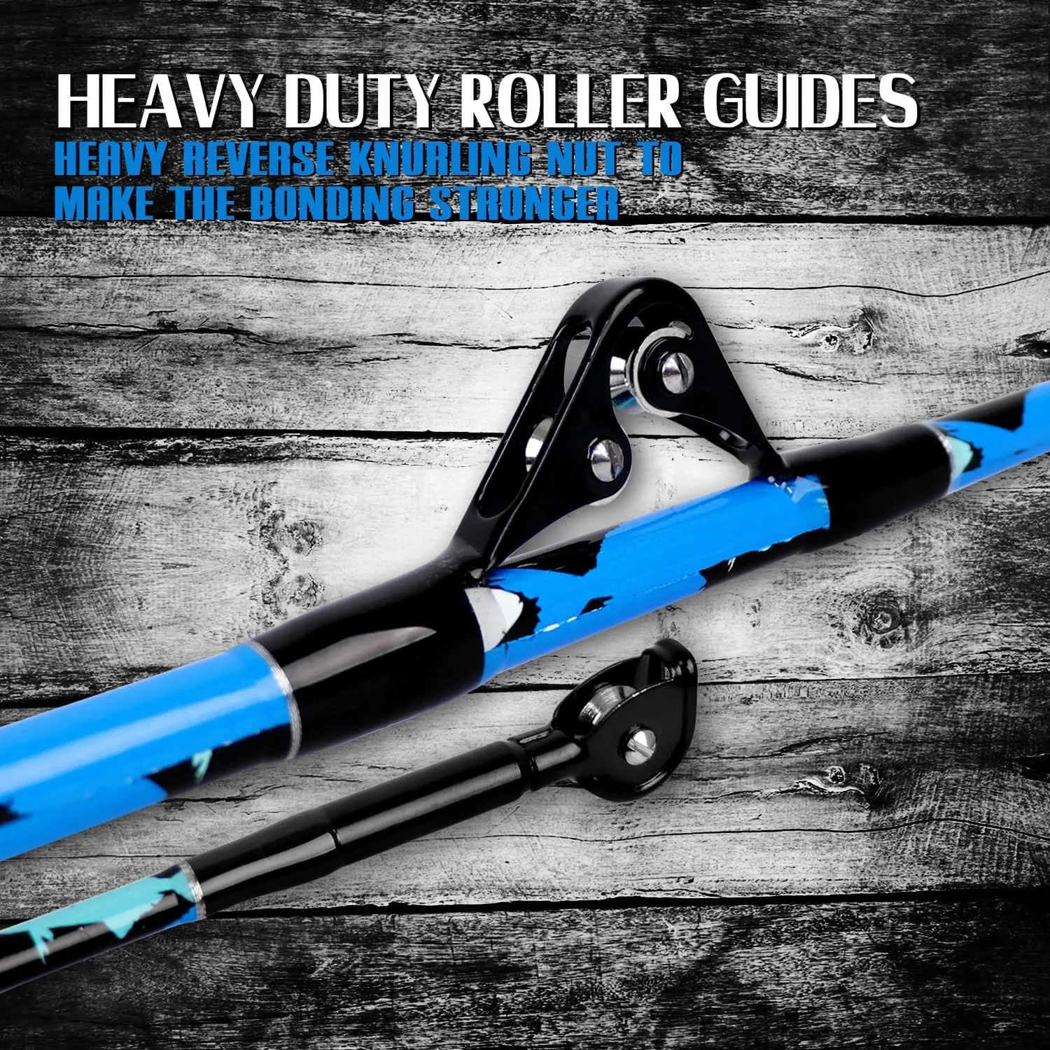 Fiblink Saltwater Fishing Rod 1Piece/2Piece Offshore Trolling Rod Big Game Deep Sea Rod Conventional Boat Blue Camouflage Fishing Pole(5'6"/6'/7')