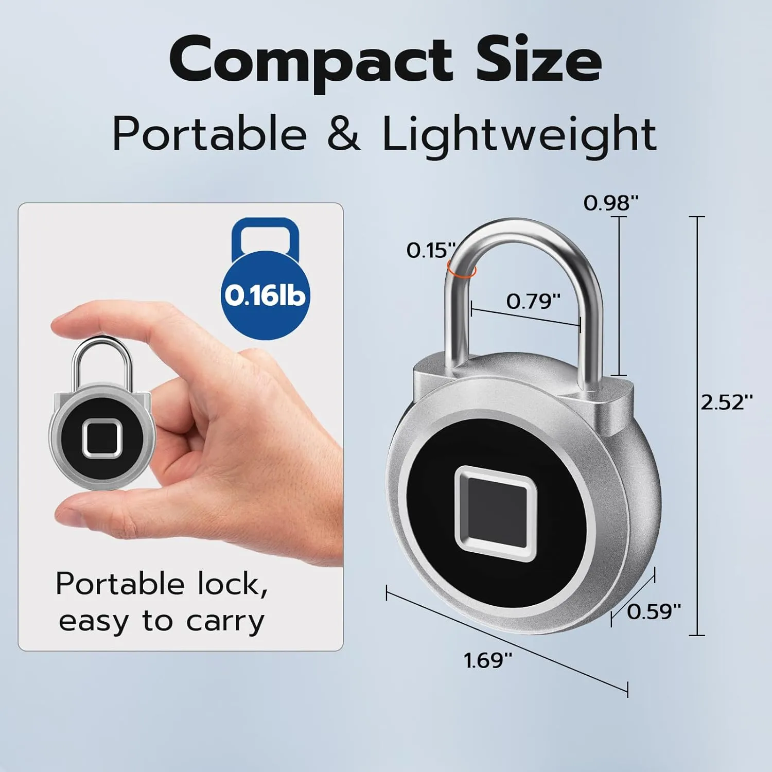 Fingerprint Lock, Dhiedas Gym Lock, Bluetooth Lock, Small Fingerprint Padlock with Keyless, Weatherproof Smart Lock for Gym Locker School Suitcase Cabinet Luggage Storage and Fence