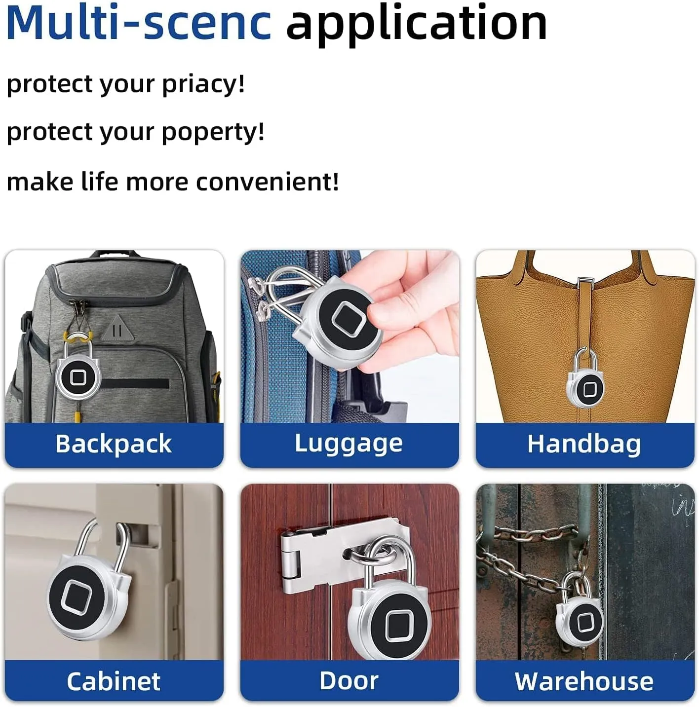 Fingerprint Lock, Dhiedas Gym Lock, Bluetooth Lock, Small Fingerprint Padlock with Keyless, Weatherproof Smart Lock for Gym Locker School Suitcase Cabinet Luggage Storage and Fence