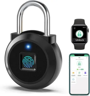 Fingerprint Lock, Dhiedas Gym Locker Lock with Fingerprint Bluetooth APP, Biometric Fingerprint Padlock with Keyless, Waterproof Smart Padlock for Locker School Suitcase Cabinet Storage