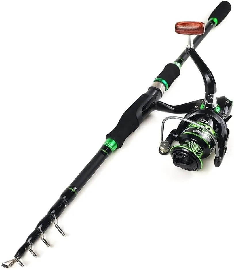 Fishing Pole Telescopic Fishing Rod Set with Reel & Carry Bag Carbon Fiber for Travel Saltwater Freshwater Fishing