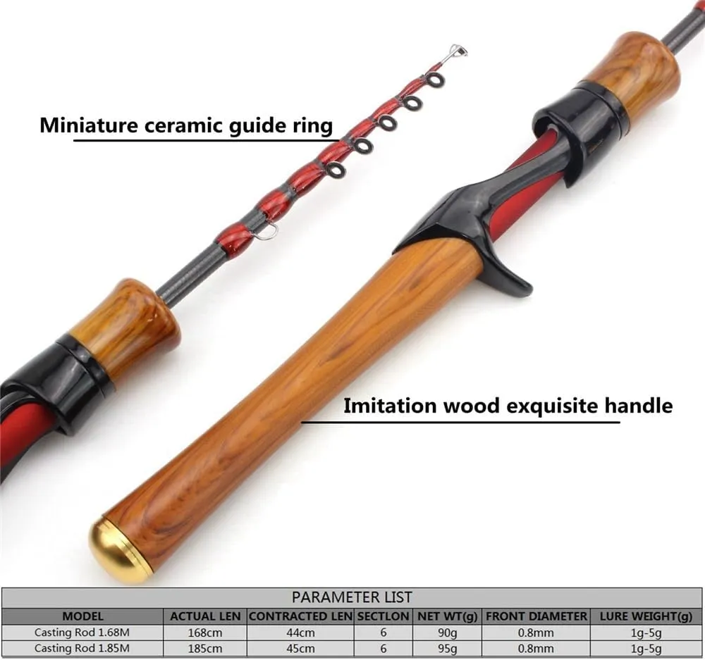 Fishing Pole Ultralight Collapsible Fly Fishing Rod Gun Handle Design for Portability for Travel Saltwater Freshwater Fishing