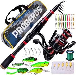 Fishing Rod and Reel Combo, 6.9ft Carbon Fiber Telescopic Fishing Pole with Spinning/Baitcasting Reel Combos, Sea Saltwater Freshwater Ice Bass Fishing Tackle Set Fishing Rods Kit