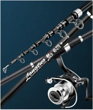 Fishing Rod and Reel Combo Carbon Fiber Telescopic Fishing Pole with Spinning Fishing Reel Surf Rod Portable Travel Casting Rod 3.3m 3.6m 3.9m 4.5m for Adults Saltwater Freshwater (Size : 3.9m)