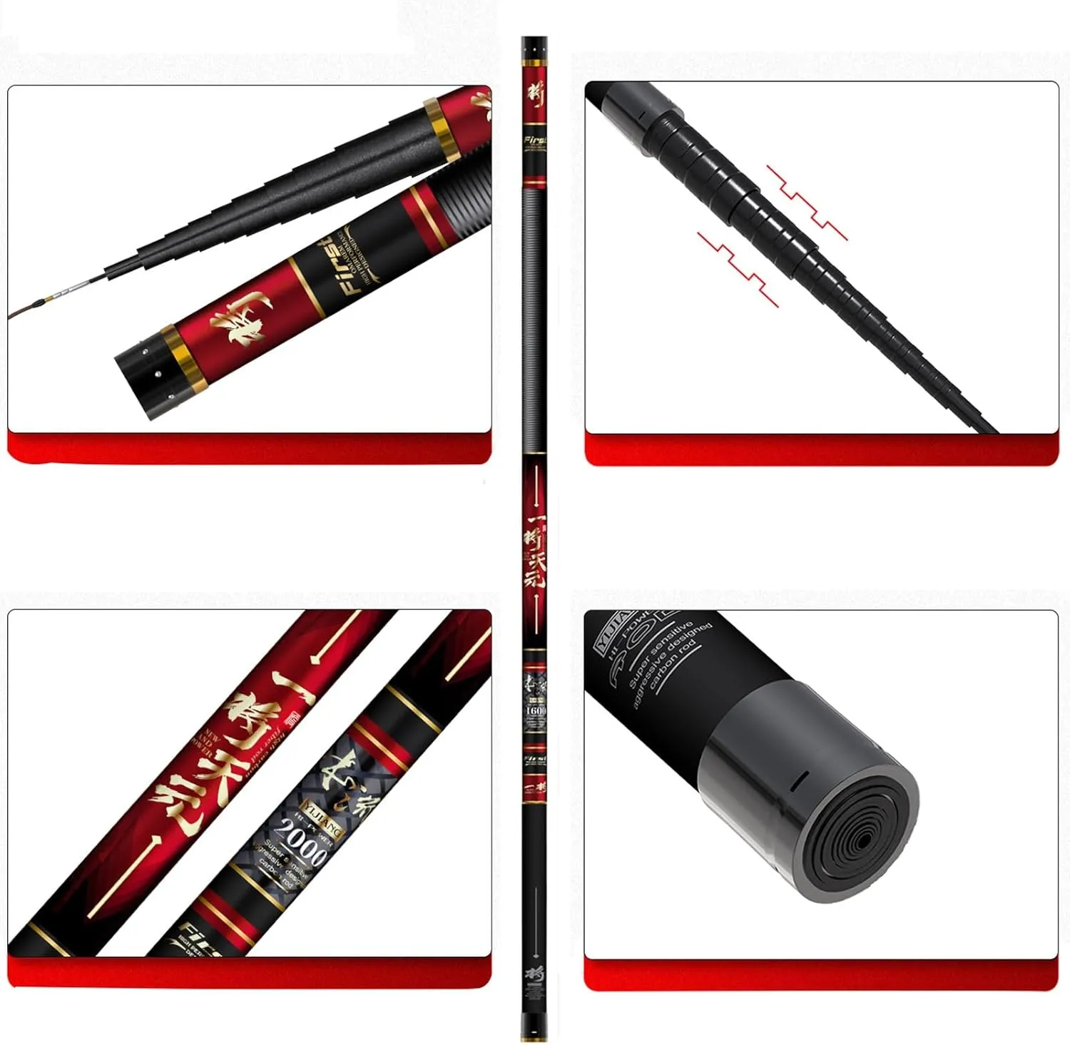 Fishing Rod Carbon Fiber Long Section19 Tone 8m 9m 10m 11m 12m 13m 14m 15m Portable Telescopic Fishing Rods Long Distance Big Fish Fishing Gear