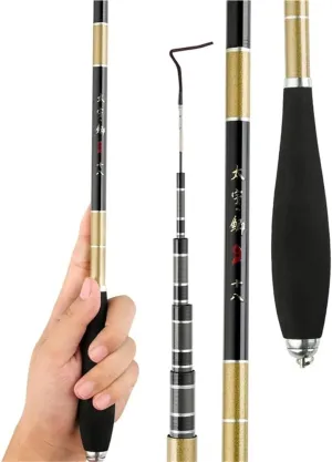 Fishing Rod Carbon Fiber Telescopic Fishing Rod 3.6M-5.4M Ultra-Light Freshwater Pole for Saltwater & Freshwater Fishing