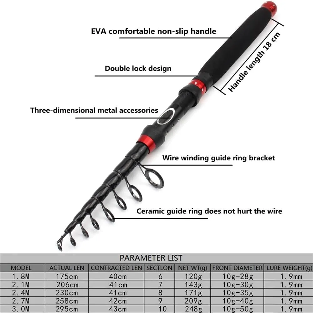 Fishing Rod Casting Fishing Rod Telescopic Trout Travel Pole Lure Weight 10-50g Lure Rod Pesca Portable Fishing Pole(2.7m)