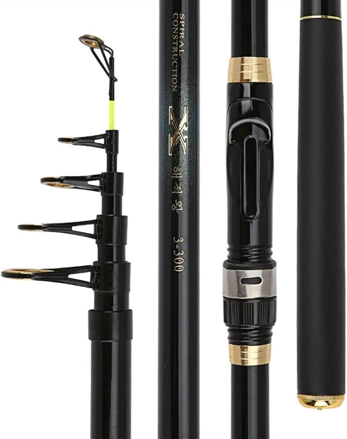 Fishing Rod Fishing Poles Telescopic Fishing Rod 2.1M -3.6M Spinning Carp Fishing Rod Feeder Hard Carbon Carbon Fiber Telescopic Fishing Rod Fishing Pole Kit(Black,3.6 m)
