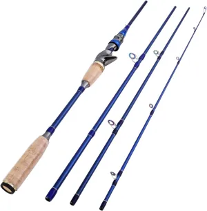 Fishing Rod Fishing Rod Portable Section Fishing Rod Ultralight Carbon Fiber Spinning Casting Travel Rod Fishing Pole Kit(Blue,2.4m Casting Rod)