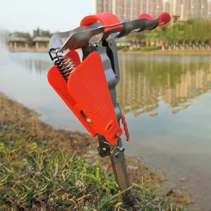 Fishing Rod Holder 2 Spring Automatic Full Adjustable Folding Stainless Steel Automatic Spring Fishing Rod Holder for Ground Support Brackets, Adjustable Sensitivity & Folding Fish Pole Rack