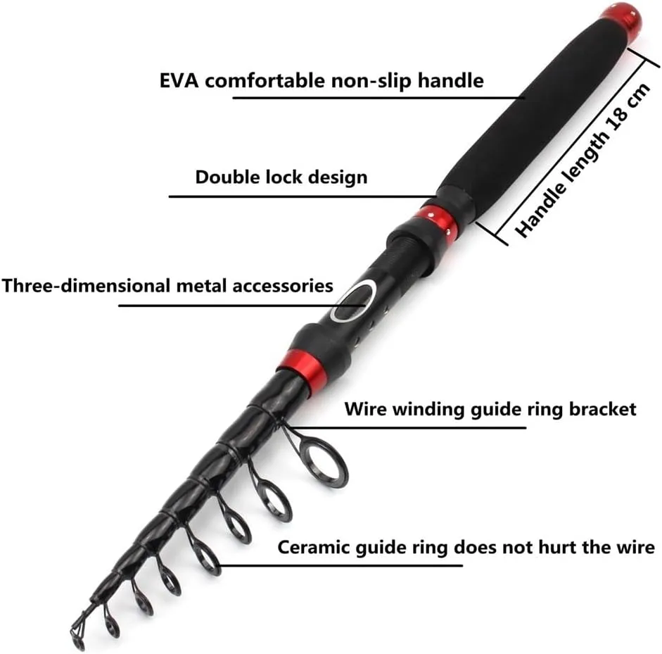 Fishing Rod Telescopic Lure Rod, Spin-cast Fishing Rod Telescopic Trout Rod Perch Rod Carp Pesca Portable Fishing Pole(2.7m)