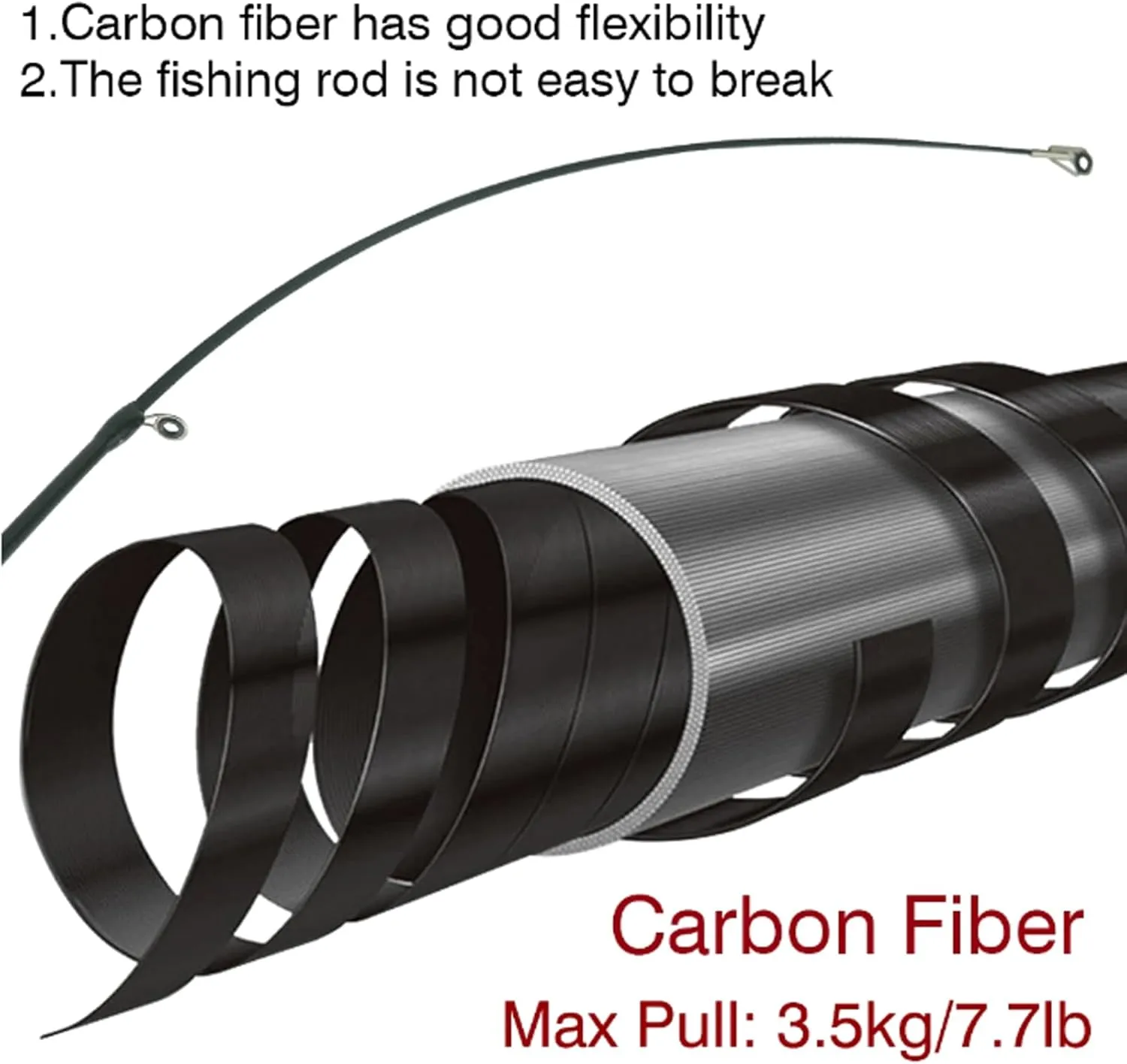 Fishing Rods Carbon Fiber Spinning Rod 1.8M 2.1 M 2.4M 2.7M 3.0M 3.6M Fishing Rod Max Pull 3.5KG Portable Telescopic Fishing Rod Fishing Accessories
