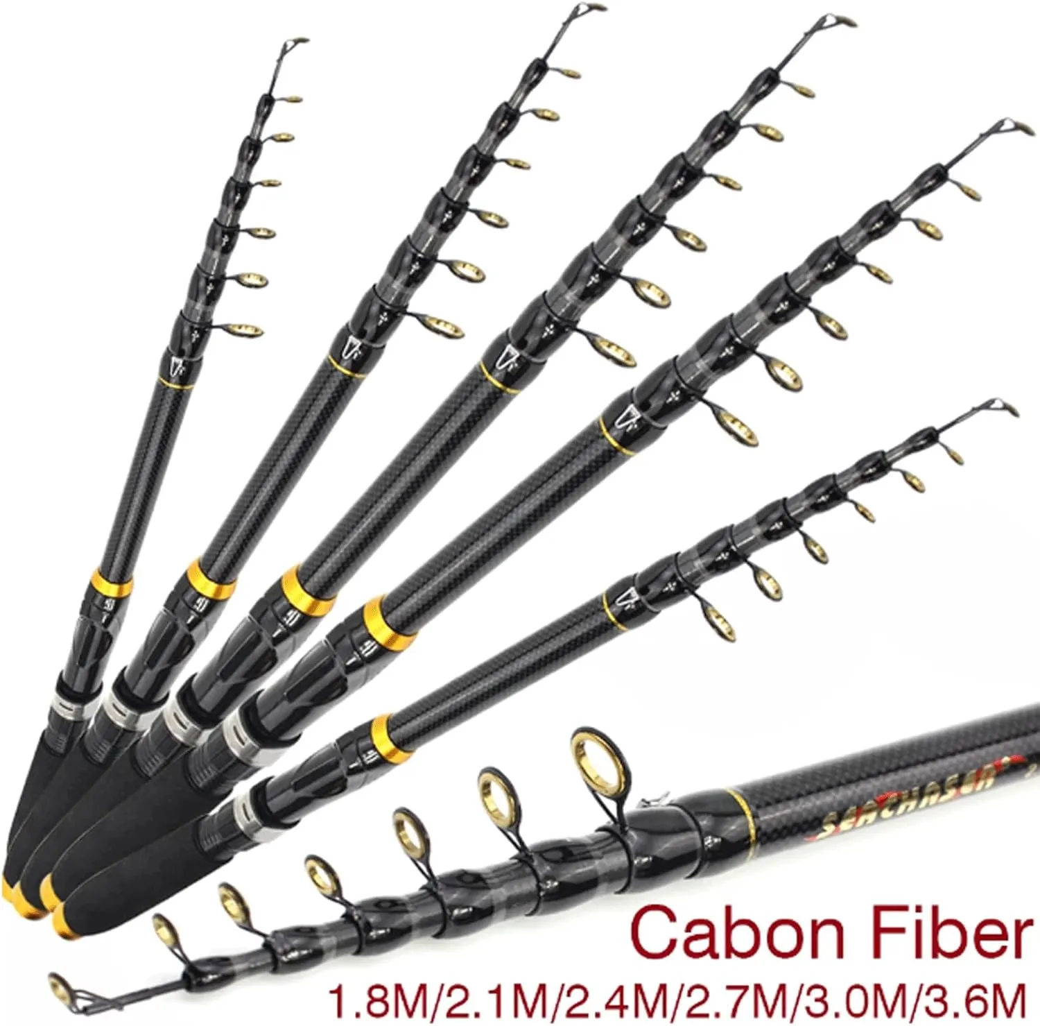 Fishing Rods Carbon Fiber Spinning Rod 1.8M 2.1 M 2.4M 2.7M 3.0M 3.6M Fishing Rod Max Pull 3.5KG Portable Telescopic Fishing Rod Fishing Accessories