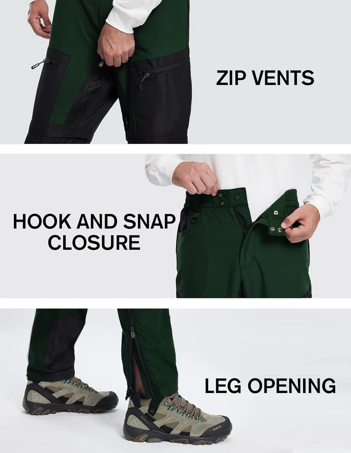 fit space Men's Reinforced Hiking Pants Tapered Zip Off Trekking Pants Convertible Vented