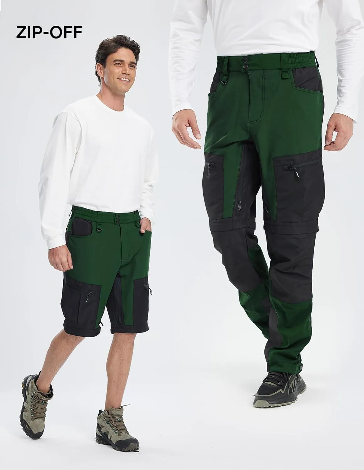 fit space Men's Reinforced Hiking Pants Tapered Zip Off Trekking Pants Convertible Vented