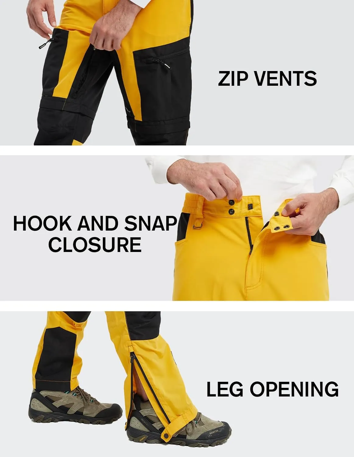 fit space Men's Reinforced Hiking Pants Tapered Zip Off Trekking Pants Convertible Vented