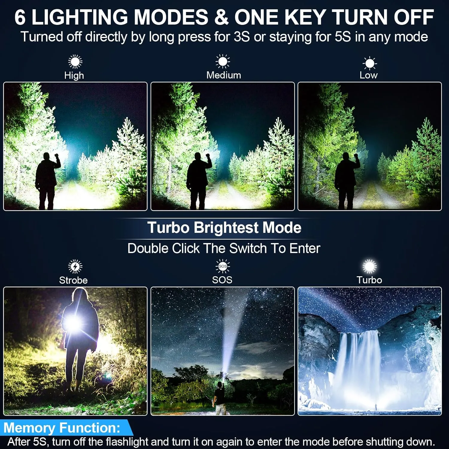 Flashlights High Lumens Rechargeable, Super Bright Long Range Small Powerful Flashlight, 6 Modes LED Tactical Pocket Waterproof Flash Light for Home Emergency (2, Red)