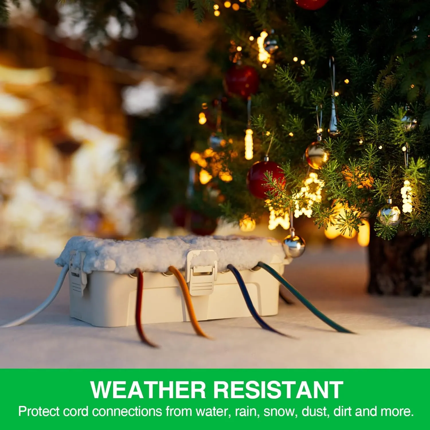 Flemoon Medium Outdoor Electrical Box Waterproof (11.5” x 5.2” x 4”), Bundled w/1 Small Weatherproof Electrical Connection Box (8.1" x 4.9" x 3.1") for Power Strip, Holiday Lights, Almond