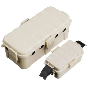 Flemoon Medium Outdoor Electrical Box Waterproof (11.5” x 5.2” x 4”), Bundled w/1 Small Weatherproof Electrical Connection Box (8.1" x 4.9" x 3.1") for Power Strip, Holiday Lights, Almond