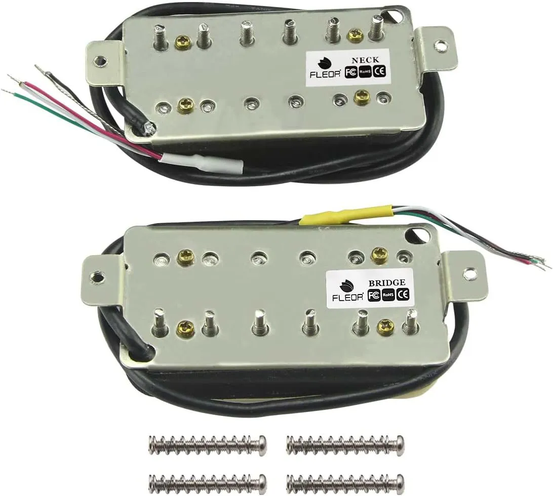 FLEOR High Output Alnico 5 Guitar Pickup Zebra Neck and Bridge Humbucker Pickups Set