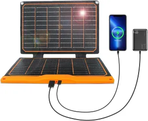 FlexSolar 20W Portable Solar Panel, High-Efficiency Monocrystalline PV Module Power Charger with Dual USB Ports for Phones, Tablets, Power Bank, Camera and Other Off-Grid Applications