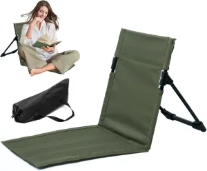 Foldable Beach Chair Portable Beach Mat with Back Rest Heavy Duty Sunbathing Recliner Beach Backrest with Carrry Bag Beach Accessories for Garden Park Camping