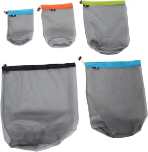 Foldable Camping Storage Bags 5 Piece Set Mesh Drawstring Sacks Sleep Bag Carrier Compact for Hiking
