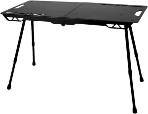 Foldable Camping Table, Adjustable Metal Small Table, Portable Camping Side Table with Retractable Legs for Barbecues, Lightweight Table for Car, Picnic, Travel
