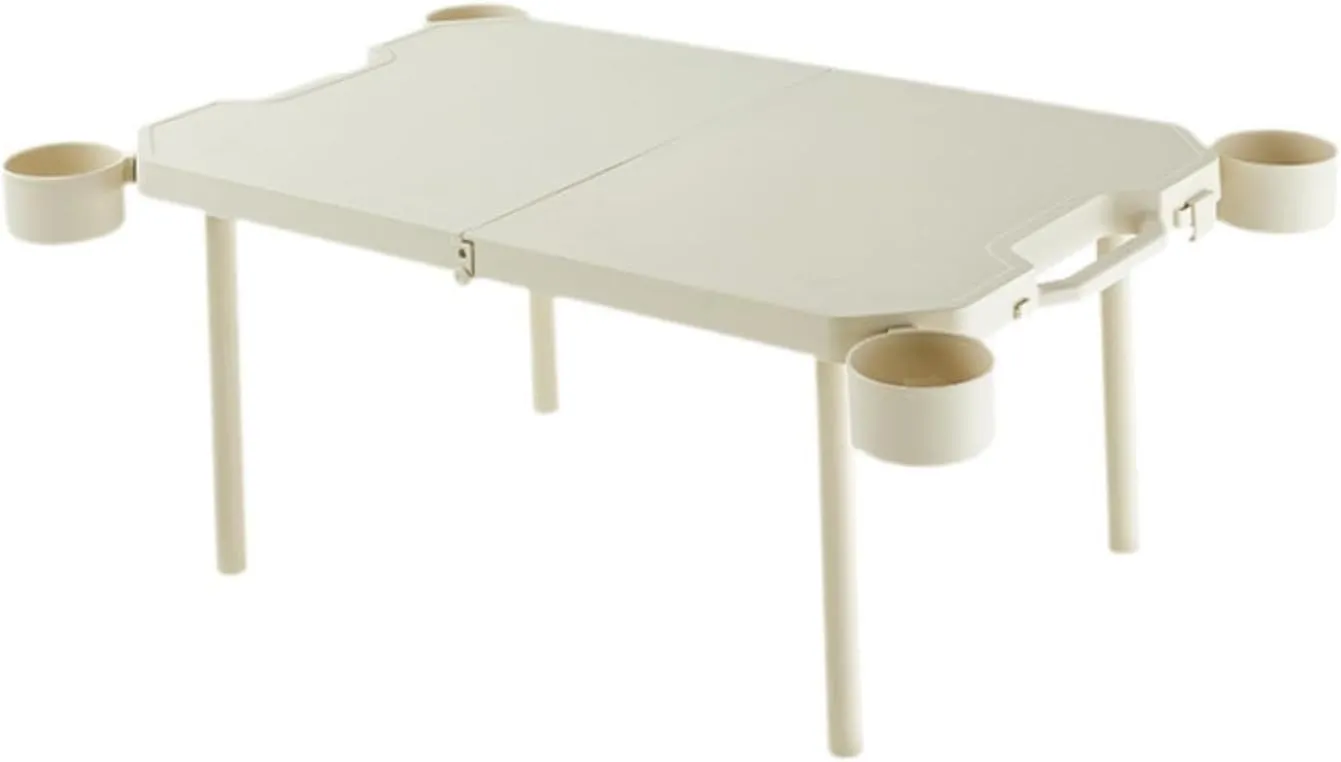 Foldable Camping Table Picnic Desk with 4 Cup Holders Handle Design Cooking Table Outside Desk for Travel Patio Outdoor camping table Hiking camping table Wilderness camping table Portable ca