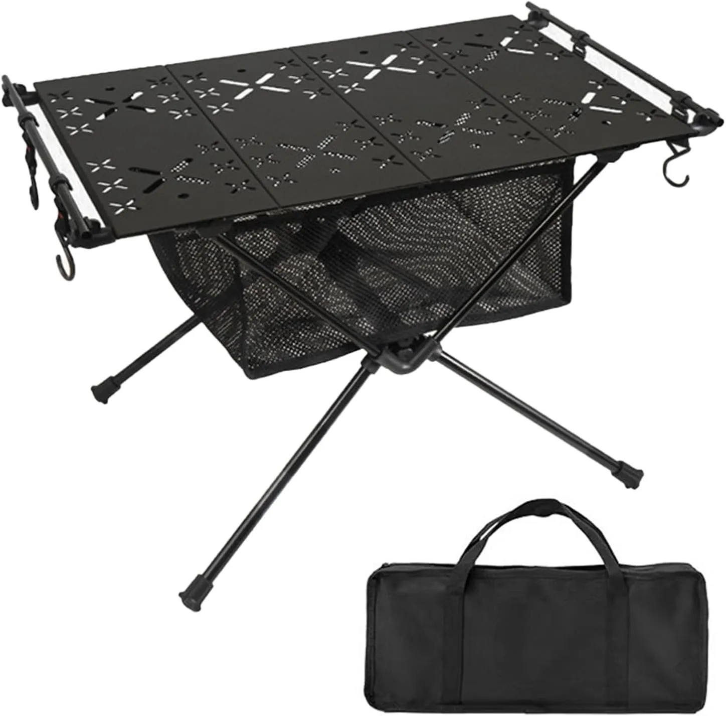 Foldable Grill Table with Mesh Desktop, 44lbs Portable Folding Table, Height Adjustable Metal Table for Ourdoor, Camping, Picnic, BBQ and Beach,（23.23X15.35X14.96 B
