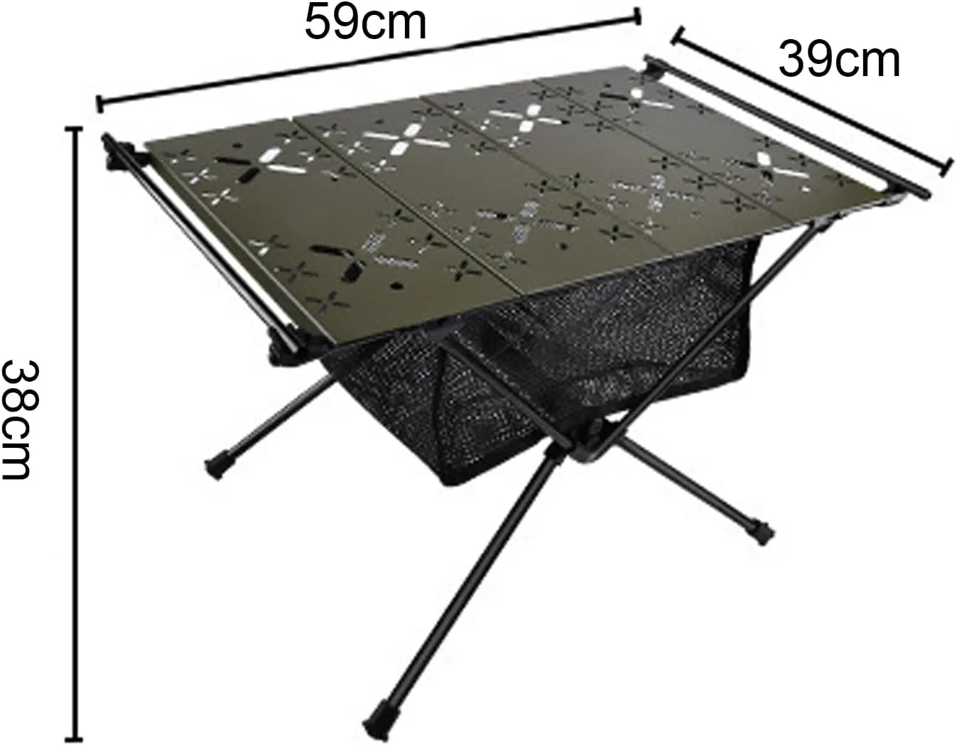 Foldable Grill Table with Mesh Desktop, 44lbs Portable Folding Table, Height Adjustable Metal Table for Ourdoor, Camping, Picnic, BBQ and Beach,（23.23X15.35X14.96 B