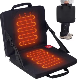 Foldable Heated Stadium Seats Cushion for Bleachers with Back,Portable USB Powered Heated Chair Pad for Adults for Outdoor Sports Events, Concerts, Camping, Fishing (Power Bank Not Included)