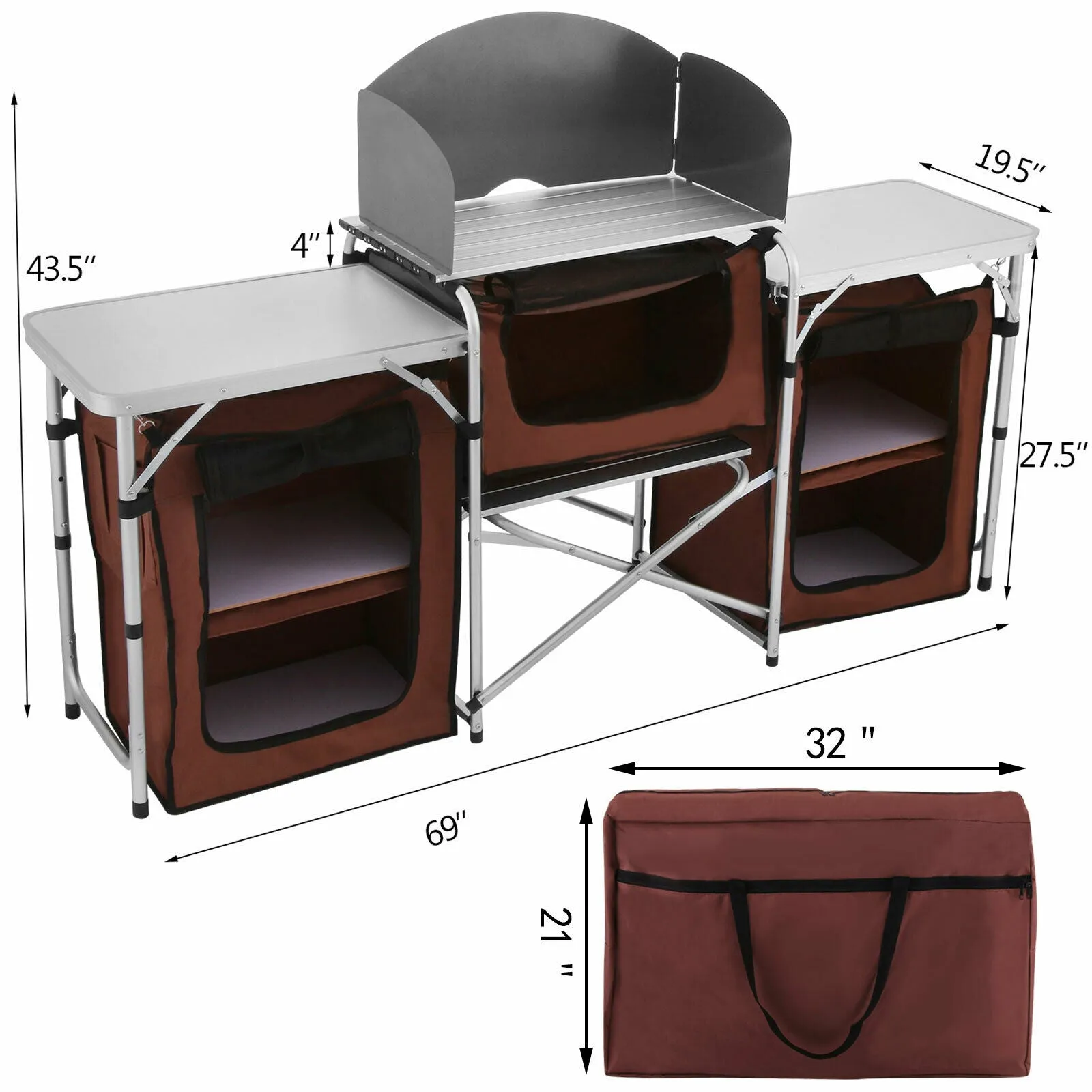 Foldable Outdoor Kitchen Table With Storage